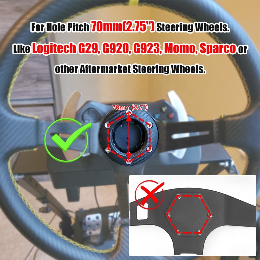 For Logitech G29 G920 G923 13/14inch Steering Wheel Adapter Plate 70mm PCD Racing car game Modification PQY-HUB05BK