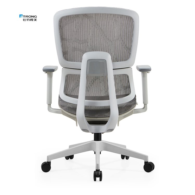 Gray Mesh Back Revolving Comfort Ergonomic Office Chair With Lumbar Support