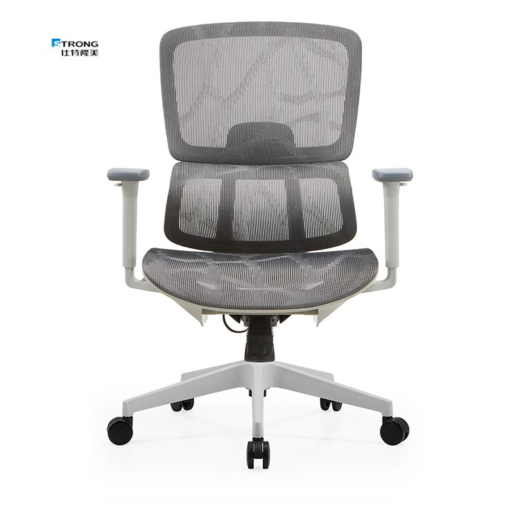 Gray Mesh Back Revolving Comfort Ergonomic Office Chair With Lumbar Support