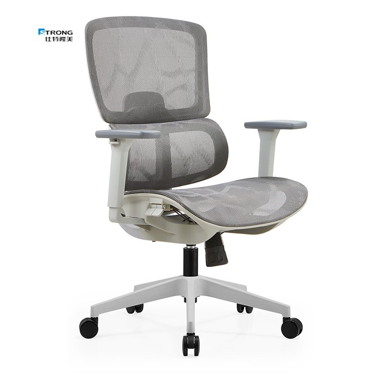 Gray Mesh Back Revolving Comfort Ergonomic Office Chair With Lumbar Support