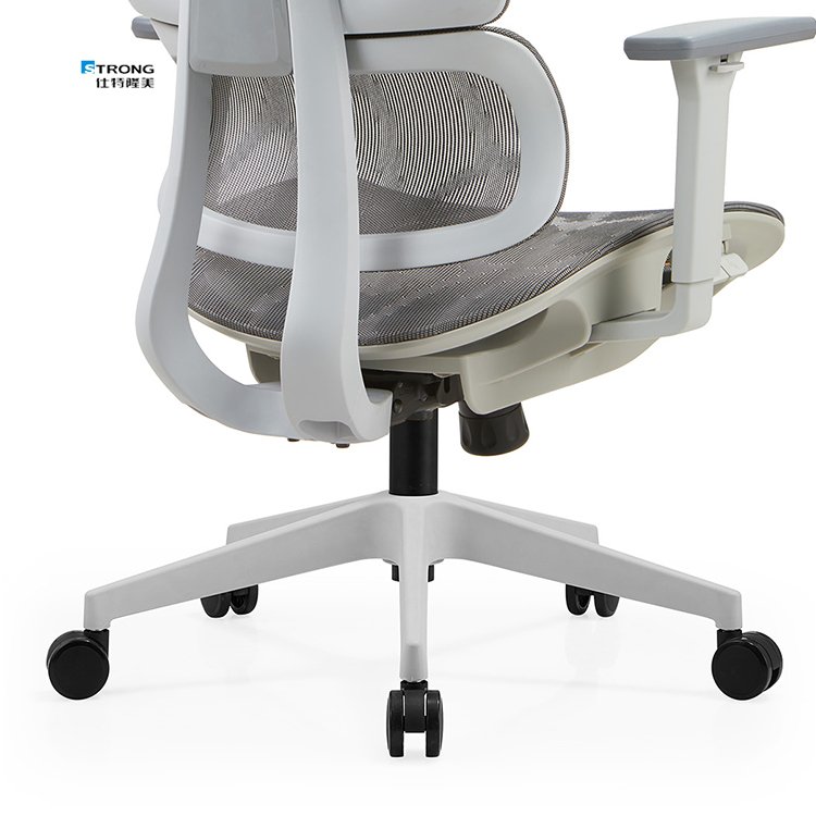 Gray Mesh Back Revolving Comfort Ergonomic Office Chair With Lumbar Support