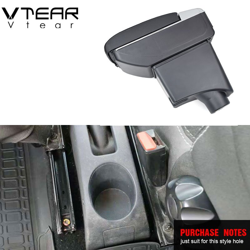 Vtear for Dacia Sandero Armrest Car USB Charging Heighten Double Layer Central Store Content Storage Box Arm Rest Accessories