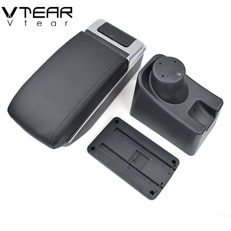 Vtear for Dacia Sandero Armrest Car USB Charging Heighten Double Layer Central Store Content Storage Box Arm Rest Accessories