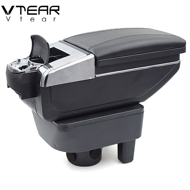 Vtear for Geely CK Armrest Leather Central Store Storage Box Red Thread Car-styling Interior ABS Arm Rest Accessories 2005-2015