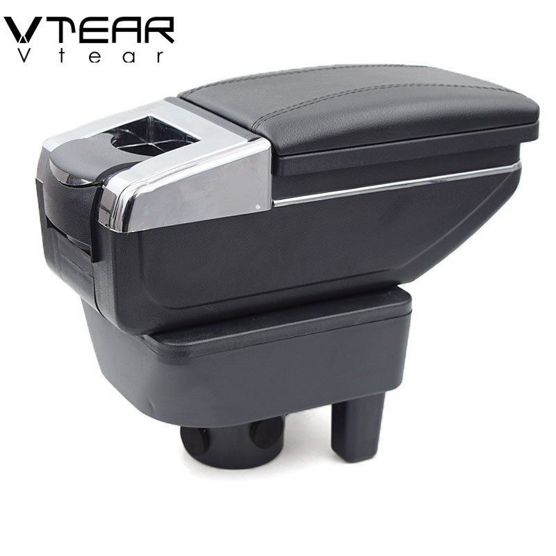 Vtear for Geely CK Armrest Leather Central Store Storage Box Red Thread Car-styling Interior ABS Arm Rest Accessories 2005-2015