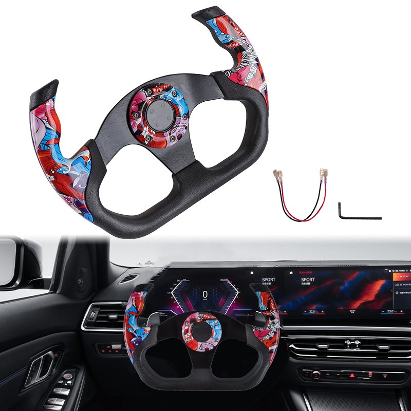 Custom PU Car Steering Wheel Water transfer Steering Wheel FOR Universal