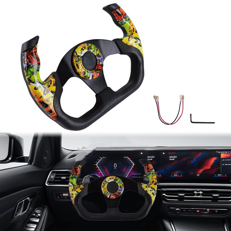 Custom PU Car Steering Wheel Water transfer Steering Wheel FOR Universal