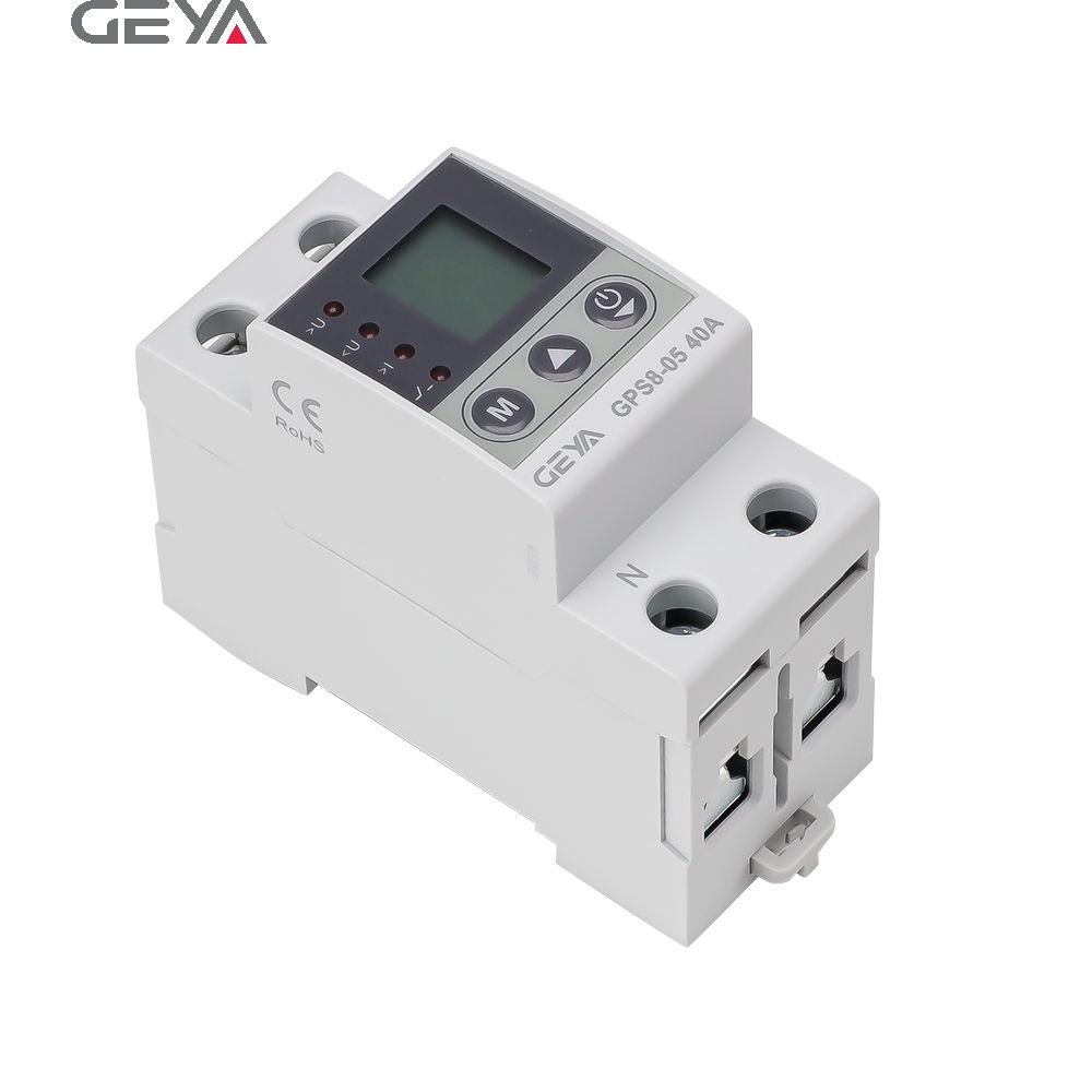 GEYA Digital Display Over Under Adjustable Voltage Current Protector Auto Recovery 40A 50A 63A 80A Electric Current Protector
