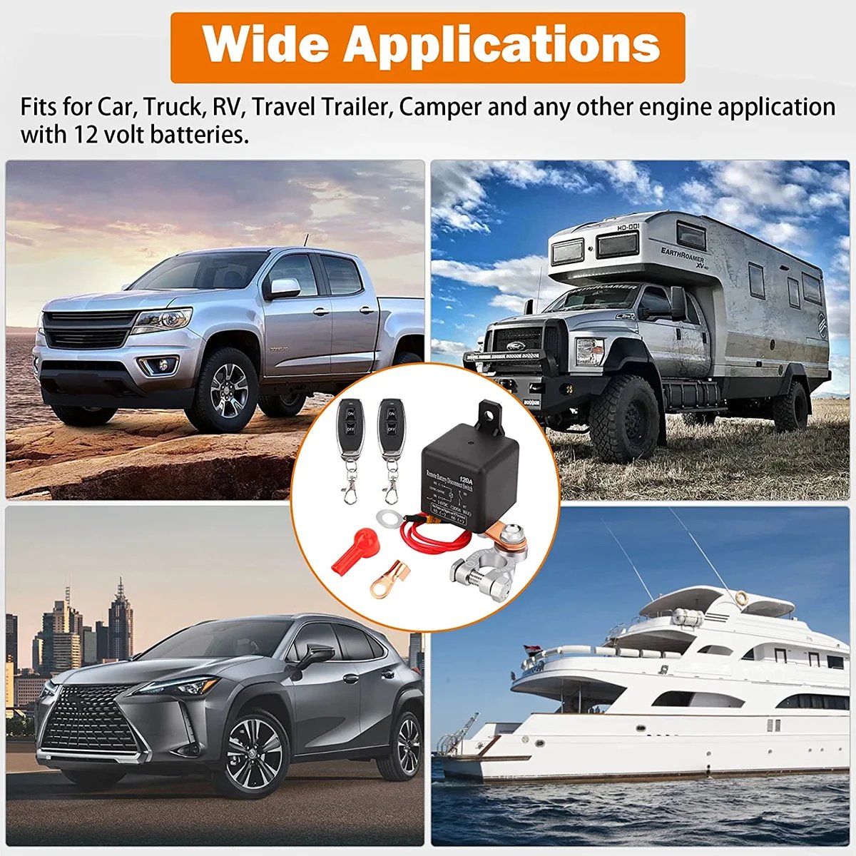 12 Volts Kill Switch Remote Control Battery Disconnect Switch Upgraded Remote Battery Disconnect Switch for Car Auto RV Truck