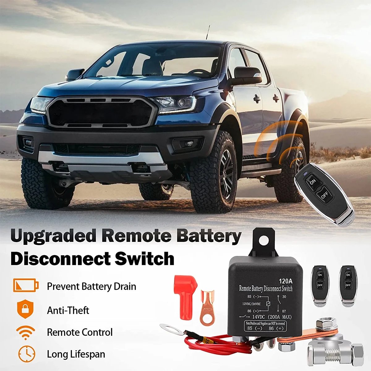 12 Volts Kill Switch Remote Control Battery Disconnect Switch Upgraded Remote Battery Disconnect Switch for Car Auto RV Truck