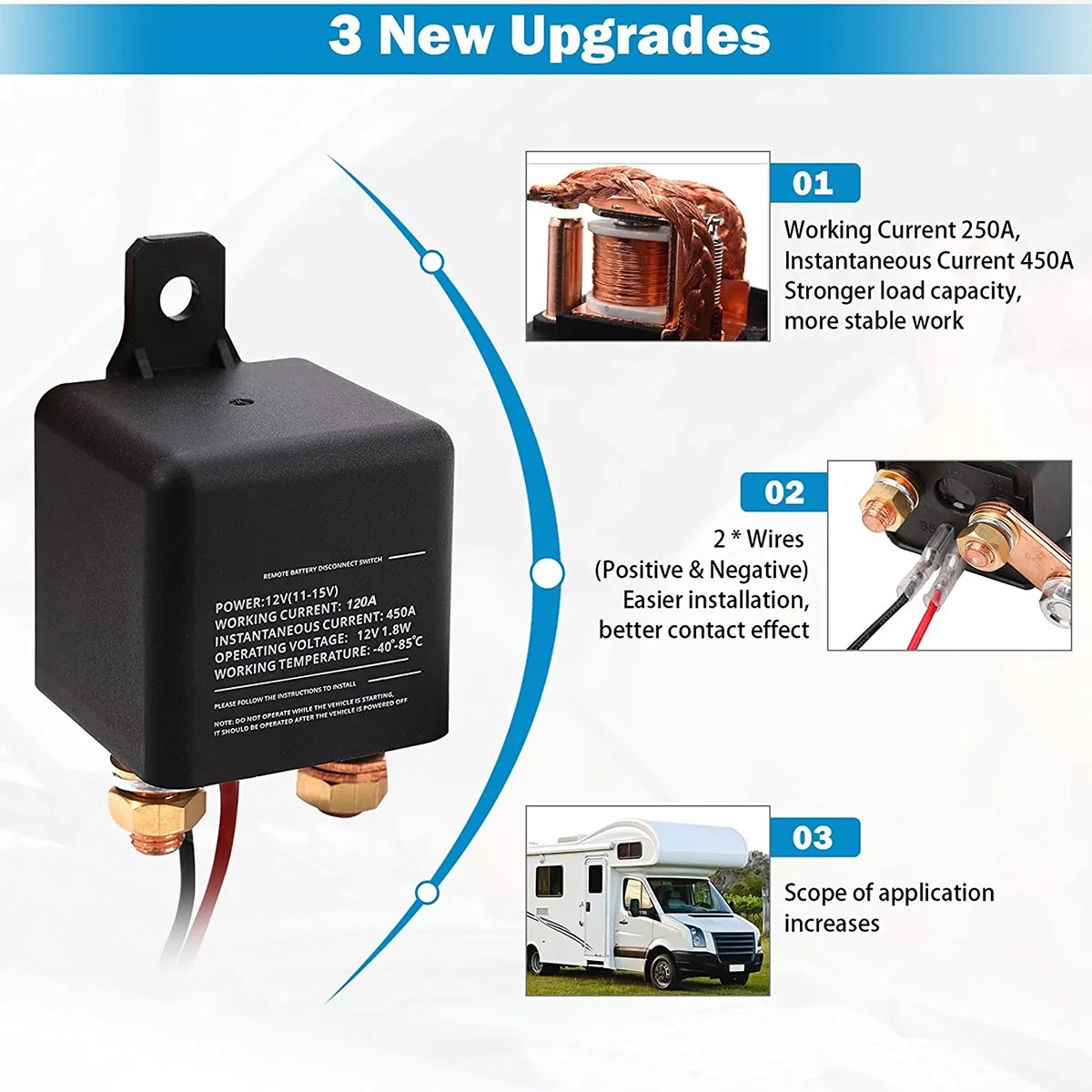 12 Volts Kill Switch Remote Control Battery Disconnect Switch Upgraded Remote Battery Disconnect Switch for Car Auto RV Truck