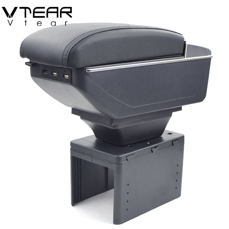Vtear for Dacia renault Fluence/logan Armrest USB Charging Heighten Double Layer Central Content Storage Box Car Accessories