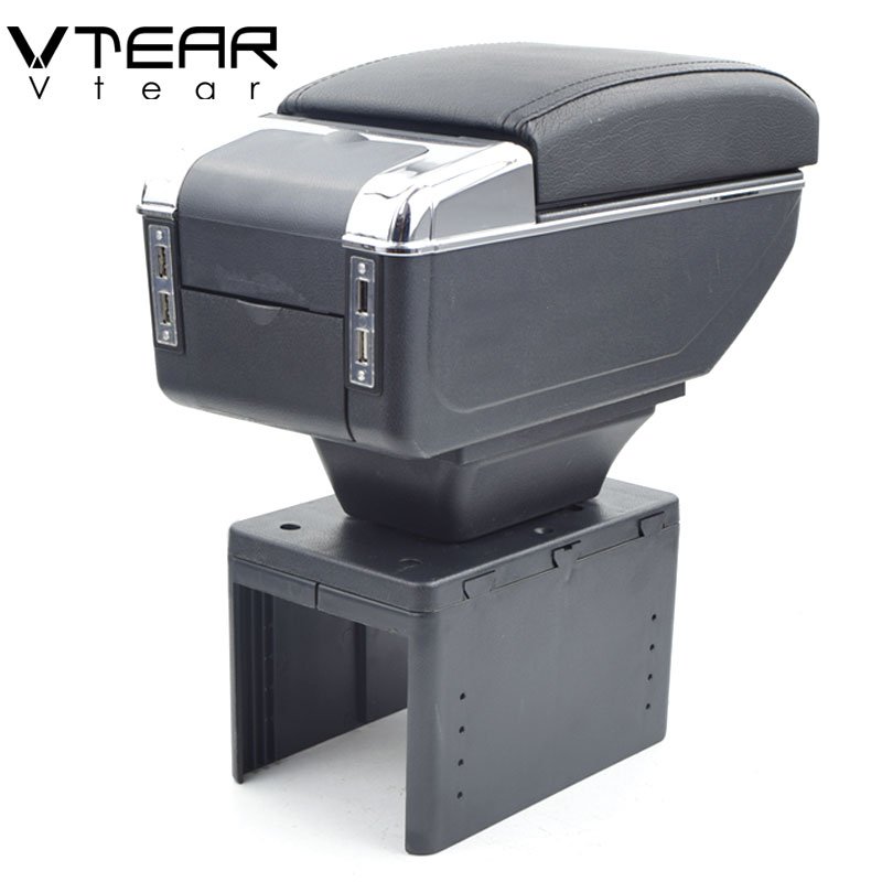Vtear for Dacia renault Fluence/logan Armrest USB Charging Heighten Double Layer Central Content Storage Box Car Accessories