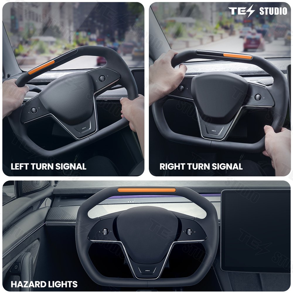 Customized LED Shift Light Car Steering Wheel Fit for Tesla Model 3 and Model Modification Car Accessory