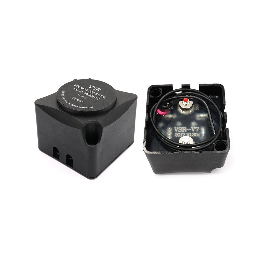Amomd RV Dual Battery VSR Voltage Sensitive Relay 125A Camper Split Charger Relay Automatic Charging for Marine ACR