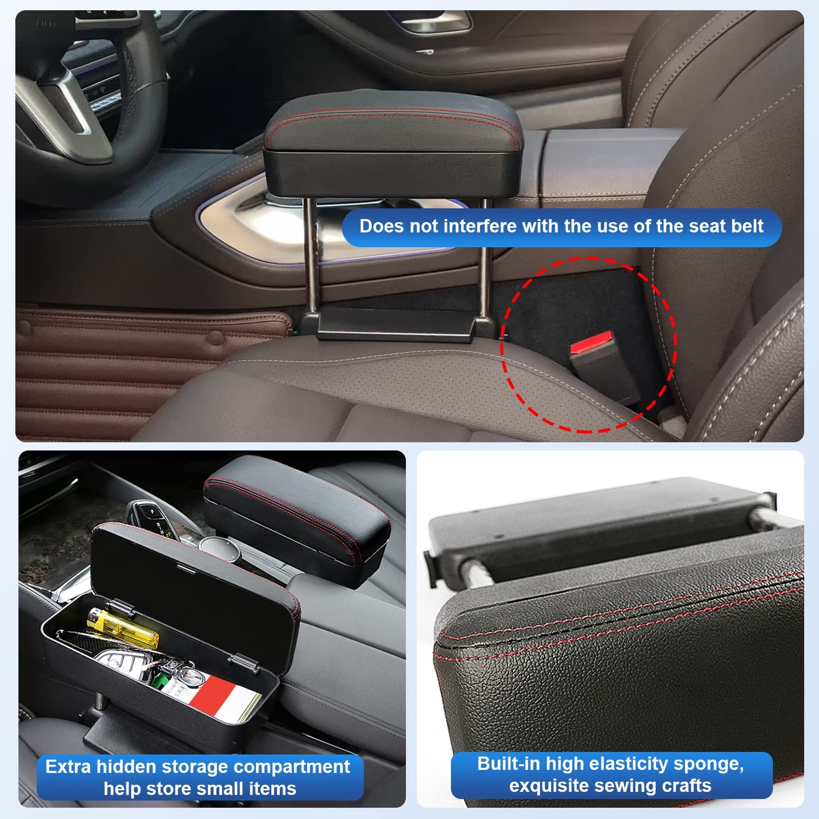 Car Armrest Support Elbow Rest Pad Armrest Extender Console Storage Organizer Adjustable Height Comfort Arm Rest Pads Universal