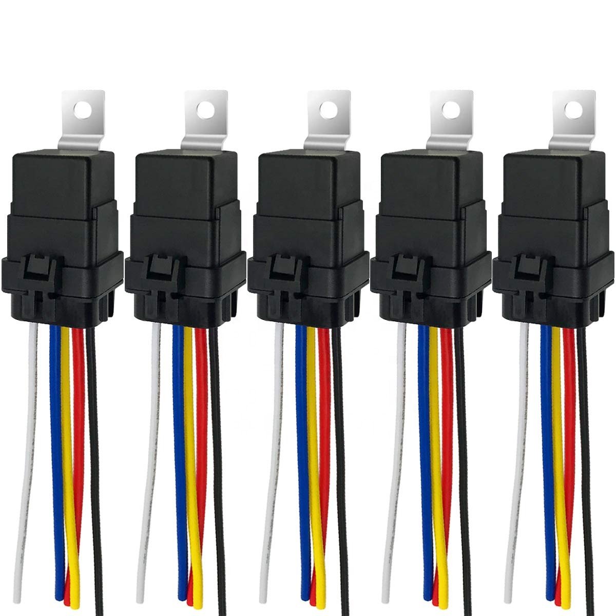 SPDT 5 Pin Waterproof Auto Relay 12V 40A Heavy Duty 14AWG 12 Volt Automotive Car Relay Kit Bosche Style and Harness Set