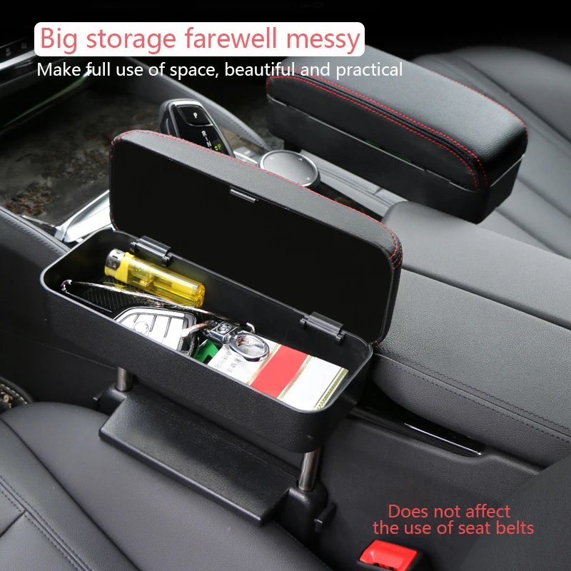 Adjustable Car Seat Gap Organizer Universal Auto Accessory Armrest Box with Cup Holder Front Elbow Support Cushion