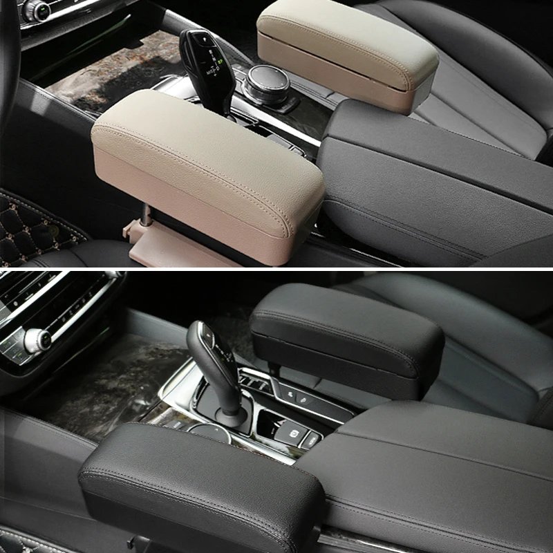 Adjustable Car Seat Gap Organizer Universal Auto Accessory Armrest Box with Cup Holder Front Elbow Support Cushion