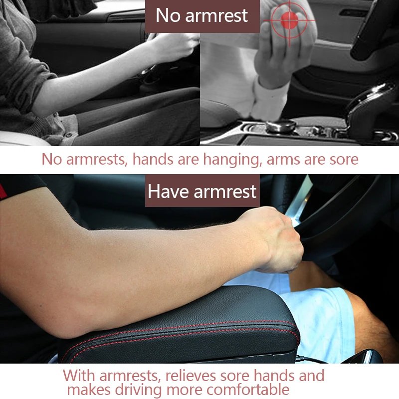Adjustable Car Seat Gap Organizer Universal Auto Accessory Armrest Box with Cup Holder Front Elbow Support Cushion