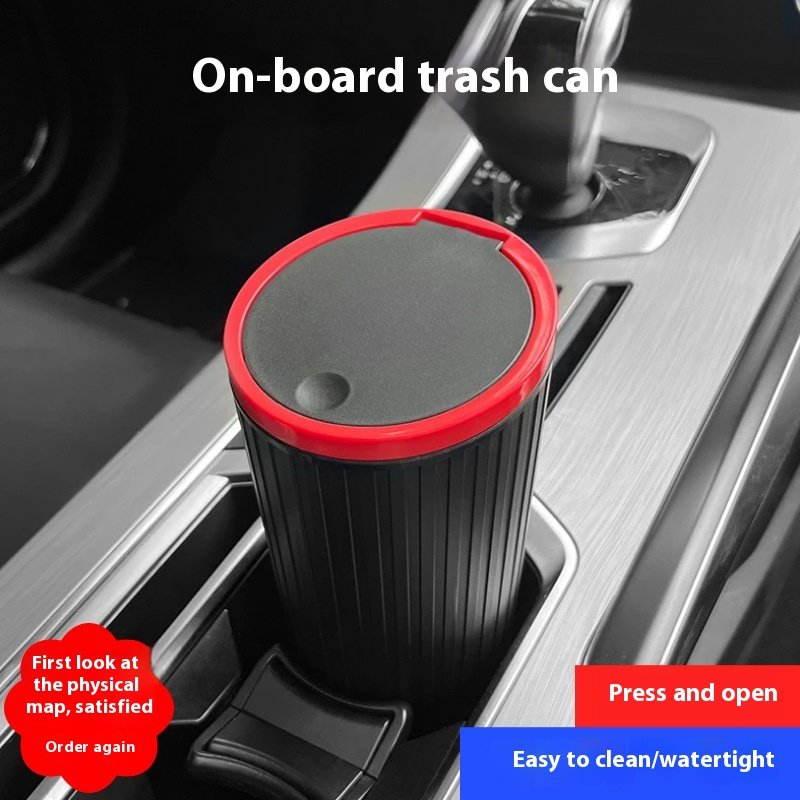 Modern Luxury Car Storage Box Odor-Proof No Leakage Features Closed Armrest Cup Holder PVC Leather Felt Trash Can Lid Hanging