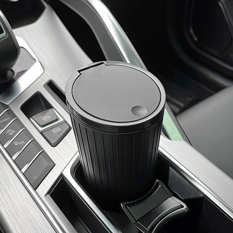 Modern Luxury Car Storage Box Odor-Proof No Leakage Features Closed Armrest Cup Holder PVC Leather Felt Trash Can Lid Hanging