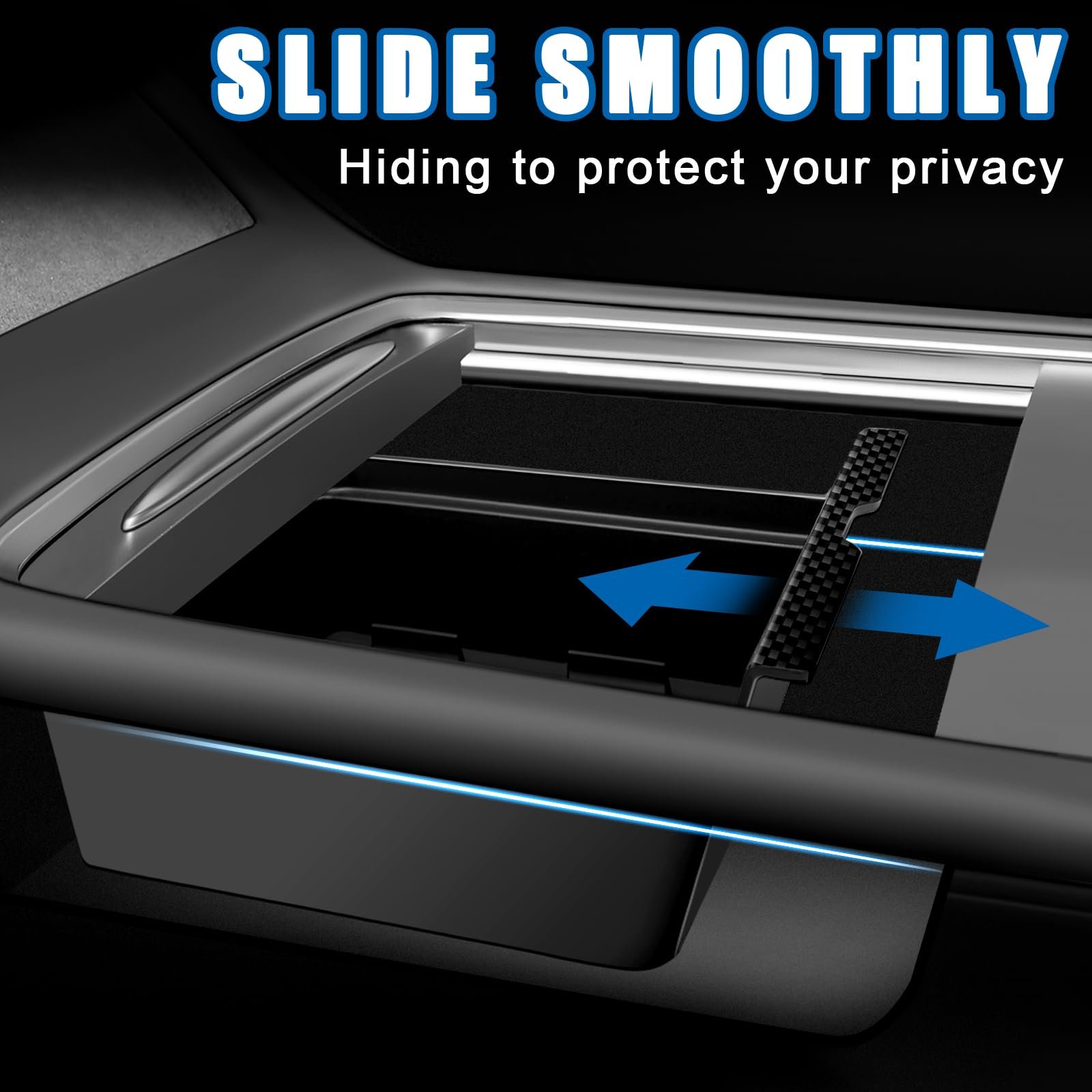 New Version Armrest Hidden Drawer Storage Box Center Console Organizer Tray Carbon for Tesla Model 3 Model Y 2023-2021
