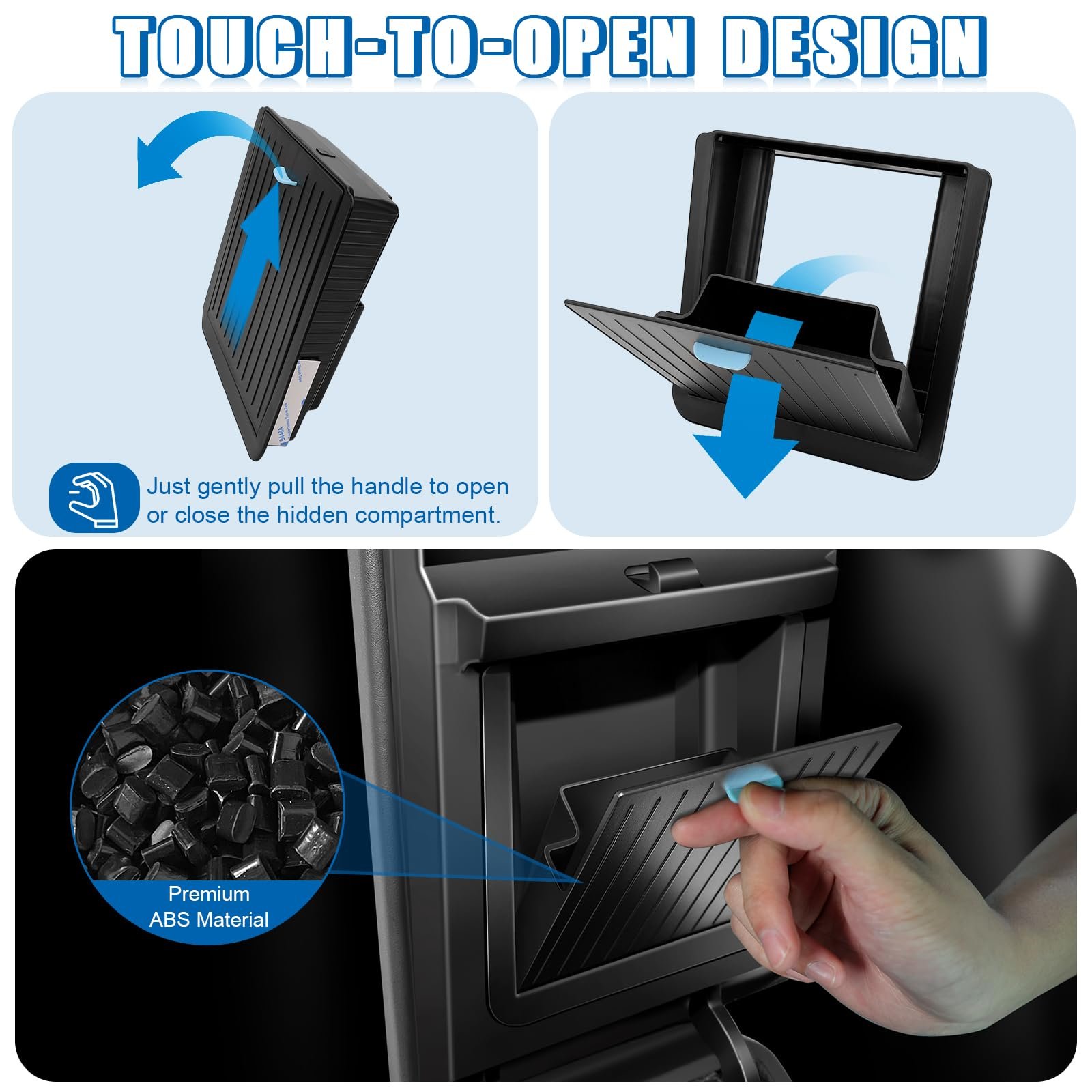 New Version Armrest Hidden Drawer Storage Box Center Console Organizer Tray Carbon for Tesla Model 3 Model Y 2023-2021