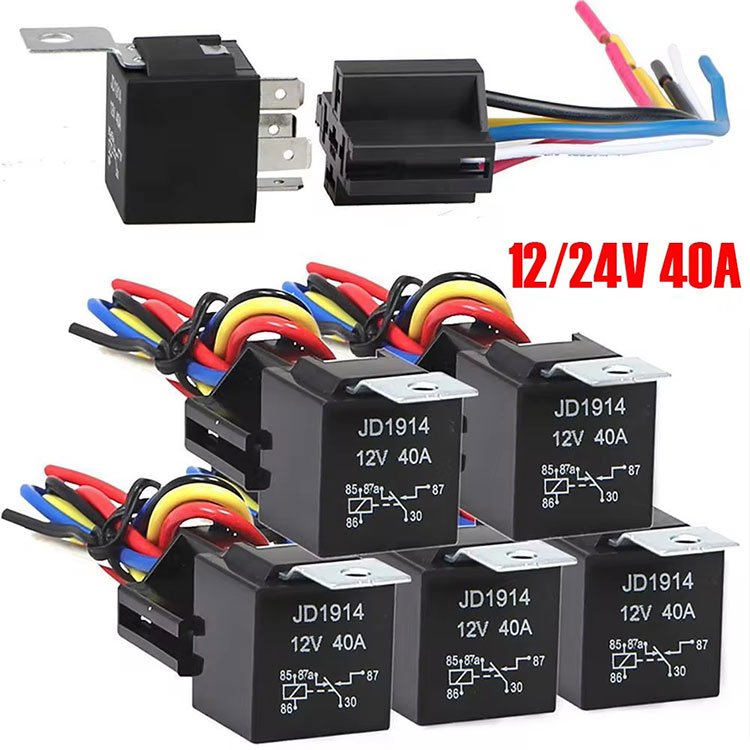 Automotive Relay JD1912 JD1914 12V 24V 30A 40A 4pins Car AC Relays 5pins Auto GPS Relay for Car Motor Vehicles