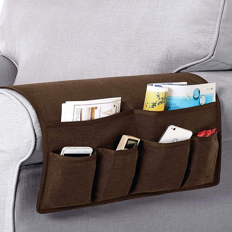 Best Selling Sofa Armrest Organizer, Couch Arm Chair Caddy with 6 Pockets for Magazine, Books, TV Remote Control, Cell Phone