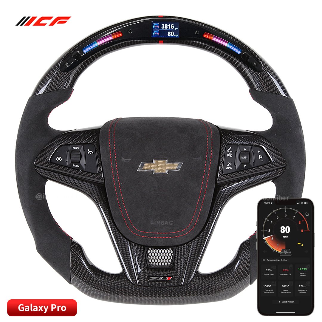 100% Real Carbon Fiber LED Steering Wheel for Chevrolet C6 C7 C8 Silverado GMC Cruze Camaro
