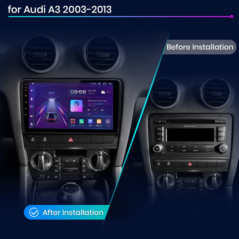 Junsun V1 EU Stock For Audi A3 8P Accessoires CarPlay Android Auto Car Radio Navigation for Audi A3 8P 2003-2013 Autoradio