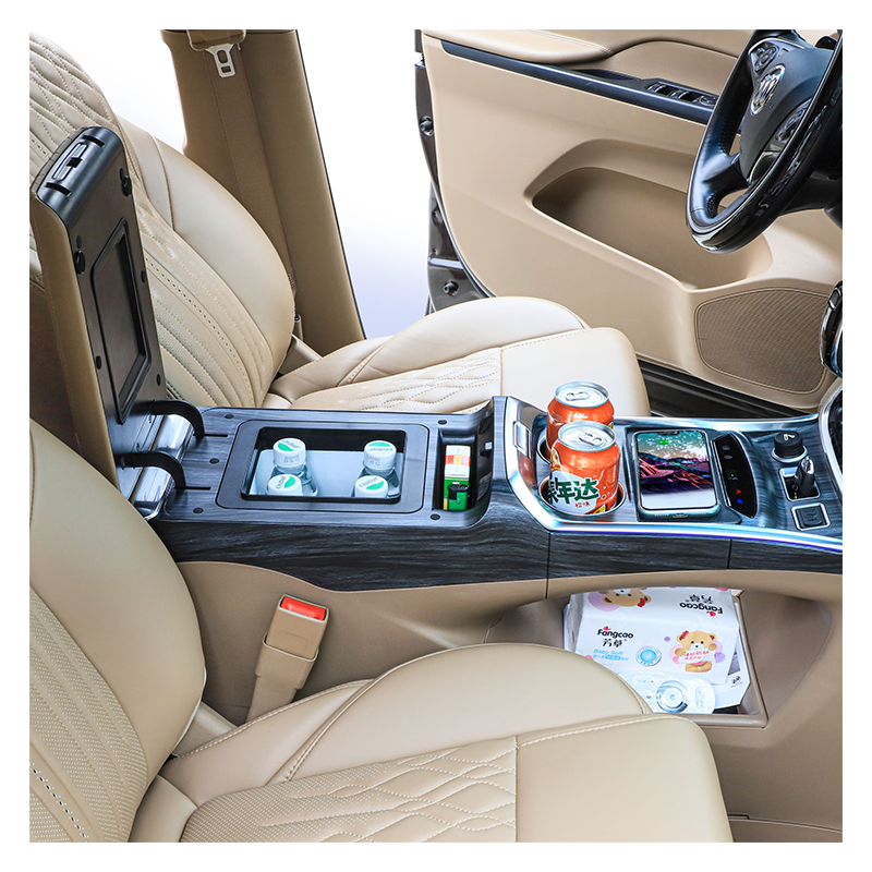 Factory Direct Biuck GL8 652 653T Custom Central Car Storage Armrest Box with ABS Leather Cup Holder & Refrigerator Feature