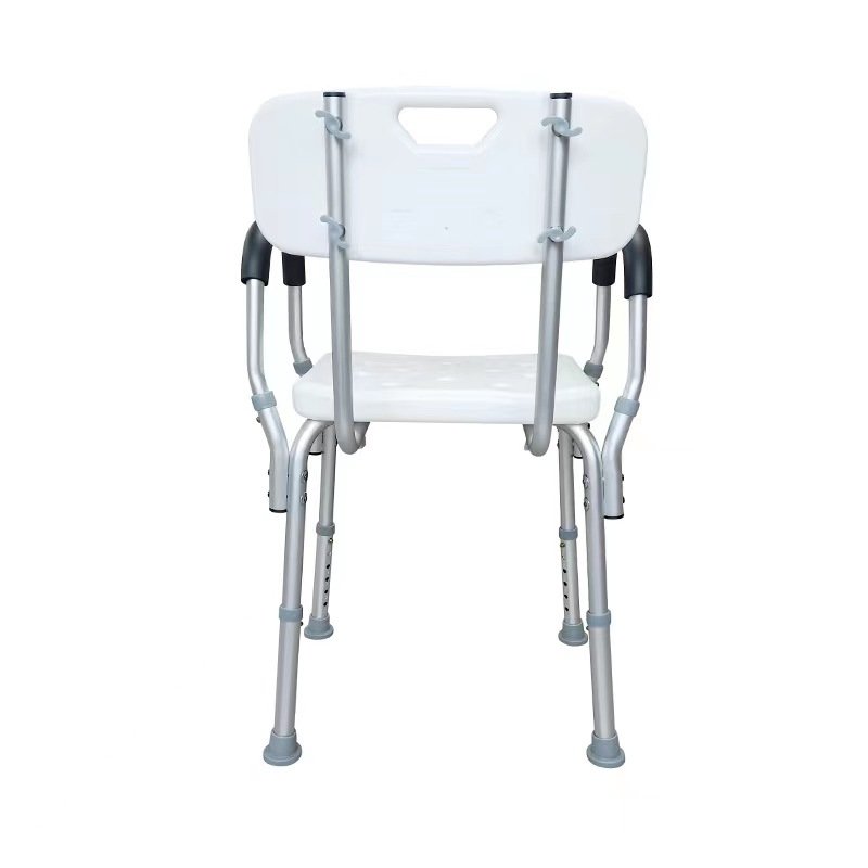 Aluminum Chair Seat with Detachable Foam Armrest Disabled Bathing Chair Adjustable Height Shower Bench Aluminum Shower Chair