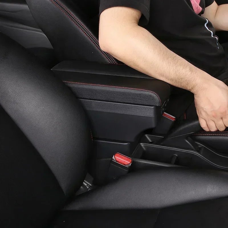 TONC Center Console Armrest Box Tailored for the 2022 Volkswagen Polo, Dual-layer Storage, USB Charging and Cup Holder