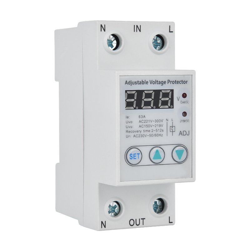 63A 230V Din Rail Adjustable Over Under Voltage Protective Protector Relay protection Digital Electric Voltage Protector