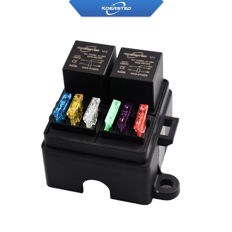 KKA-FB-2R6F Module Relay Fuse Box, Car Fuse Box, Auto Control Box Including 2 Relays And6 Fuses