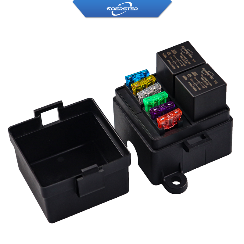 KKA-FB-2R6F Module Relay Fuse Box, Car Fuse Box, Auto Control Box Including 2 Relays And6 Fuses