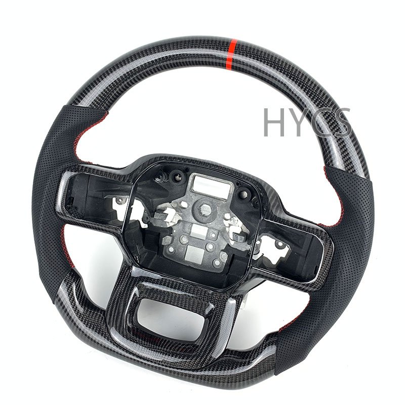 Car interior accessories real carbon fiber steering wheel for Ford Raptor F150 F250 F350
