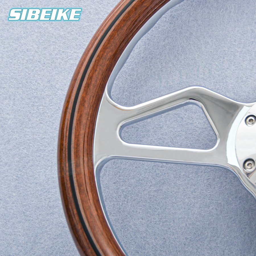 350mm Vintage Sports Steering Wheel Universal SIBEIKE Wood Film Truck Car Steering Wheel