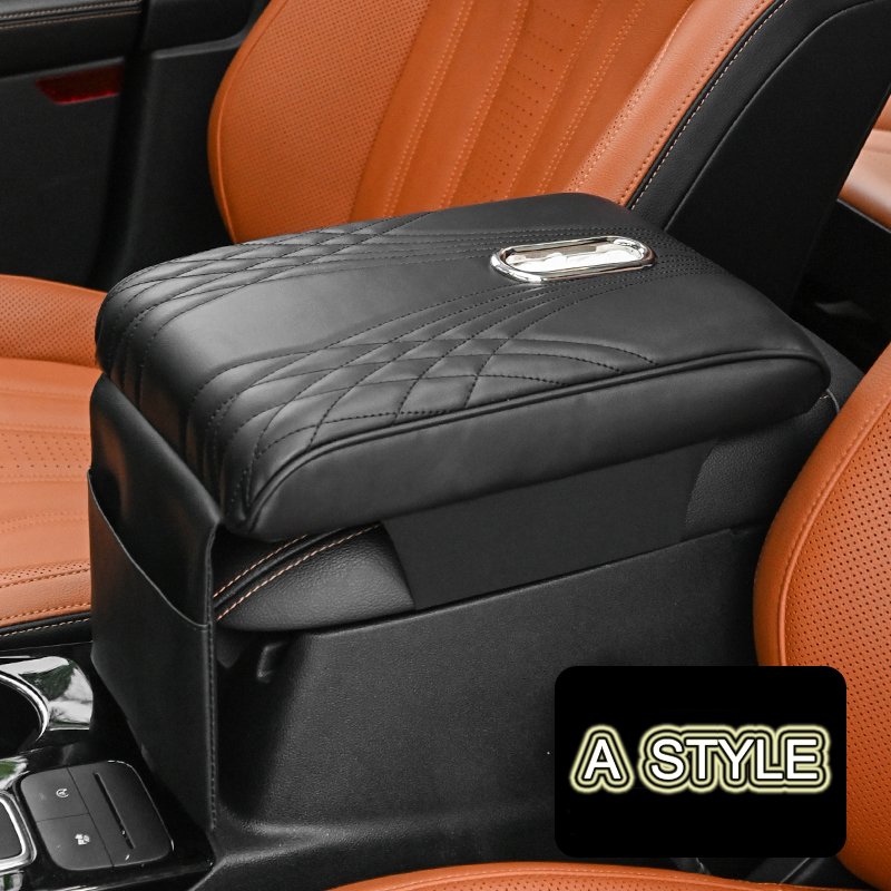 Car Armrest Box Cushion Universal Comfortable Driving Leather Car Center Armrest Pad with Storage Bag