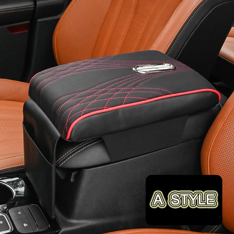 Car Armrest Box Cushion Universal Comfortable Driving Leather Car Center Armrest Pad with Storage Bag