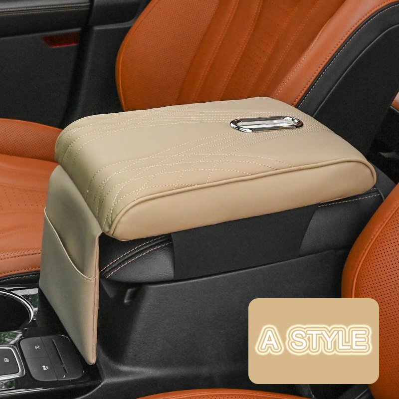 Car Armrest Box Cushion Universal Comfortable Driving Leather Car Center Armrest Pad with Storage Bag