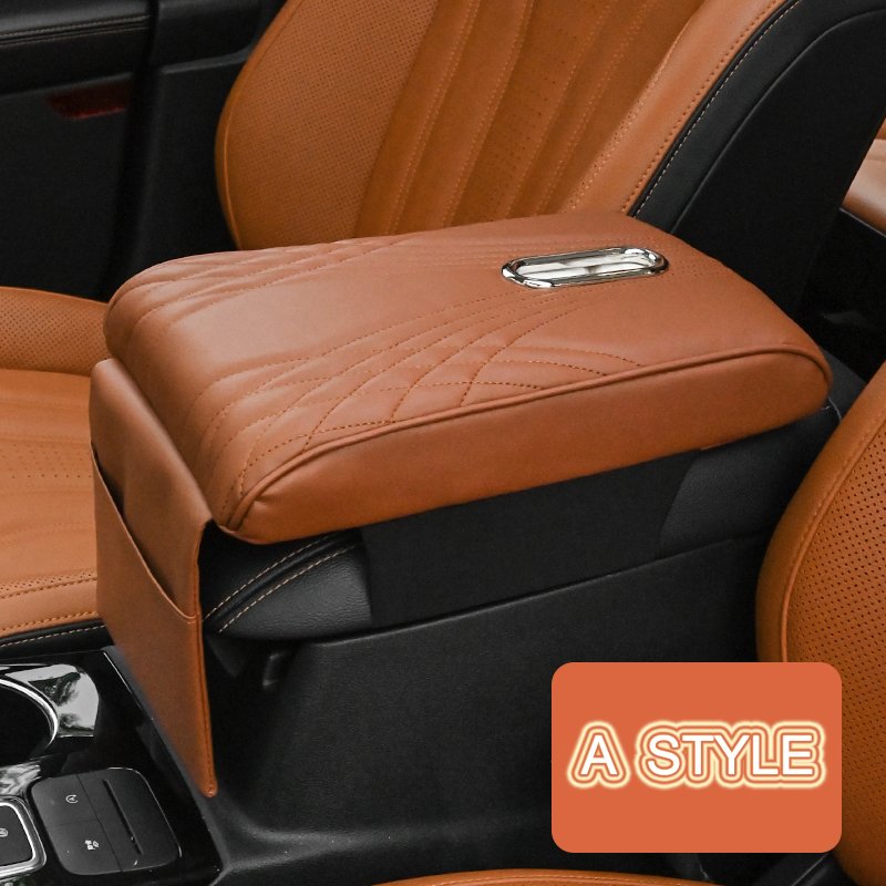 Car Armrest Box Cushion Universal Comfortable Driving Leather Car Center Armrest Pad with Storage Bag