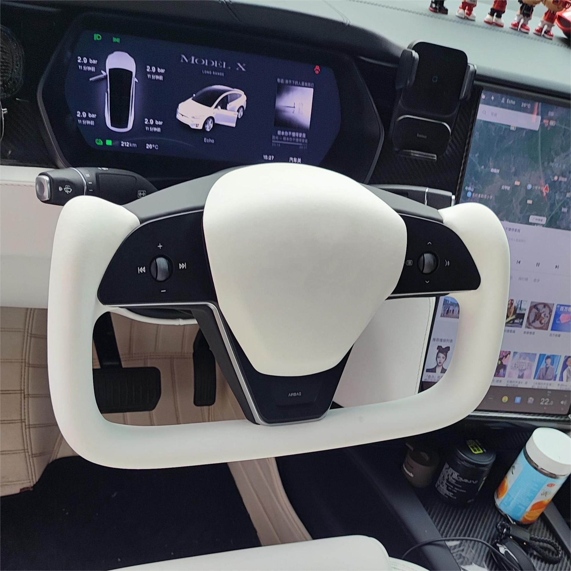 Customized Carbon Fiber Flat Bottom Steering Wheel for Tesla Model 3 Y X S Yoke Car Accessory