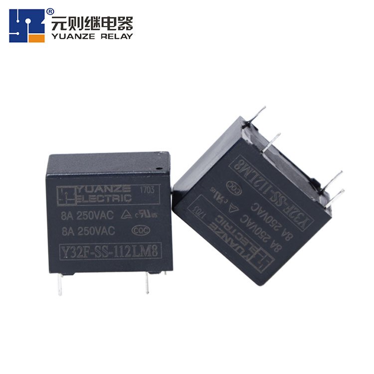 Yuanze Y32F 8A Mini Power Relay Micro Electromagnetic Rele Epoxy PCB Board HF32F SPST 4pin Relay Teko OJ 5V 12VDC 8A 0.2w Black