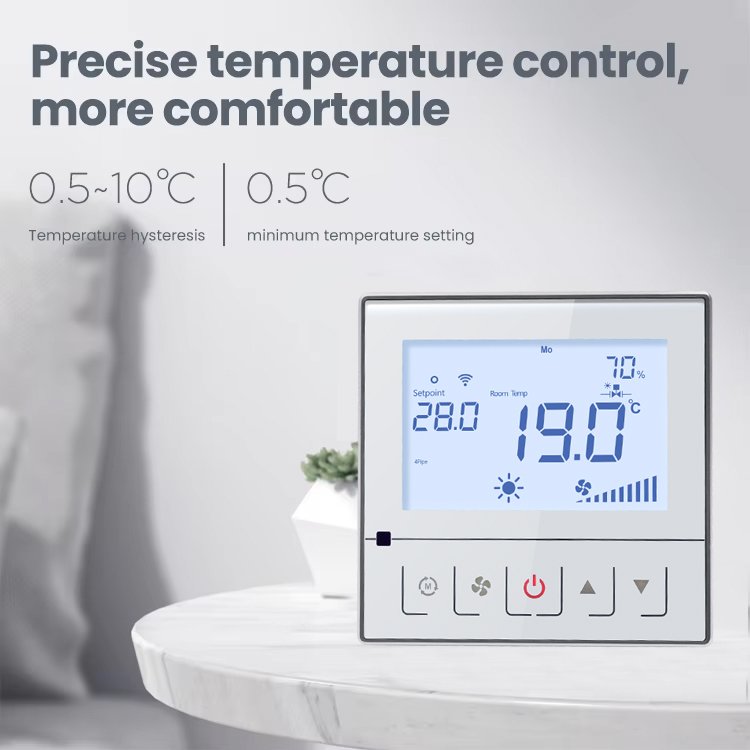 Comfurter Wholesale 24V Modbus Hotel Digital Smart Fan Coil Air Conditioner Thermostat Electric Heating WIFI Thermostat