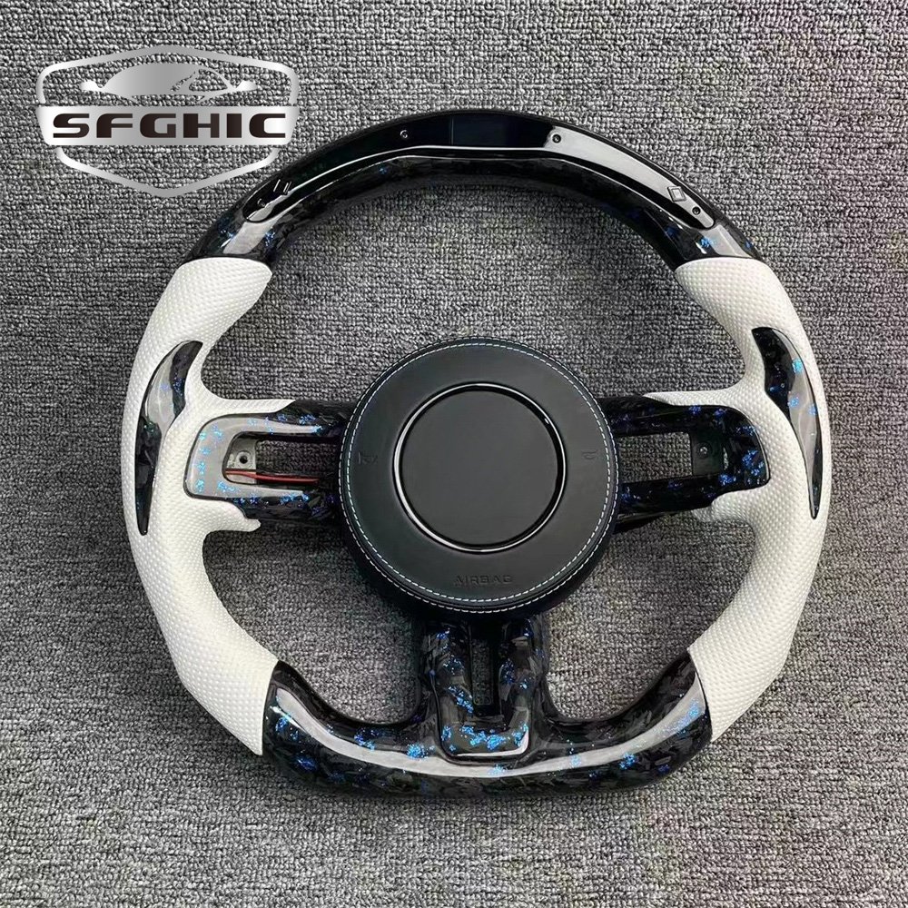 Customized LED Car Steering Wheel For Ford Mustang GT Shelby 2015-2023 Carbon Fiber Turning Steering Wheel Car Accessories