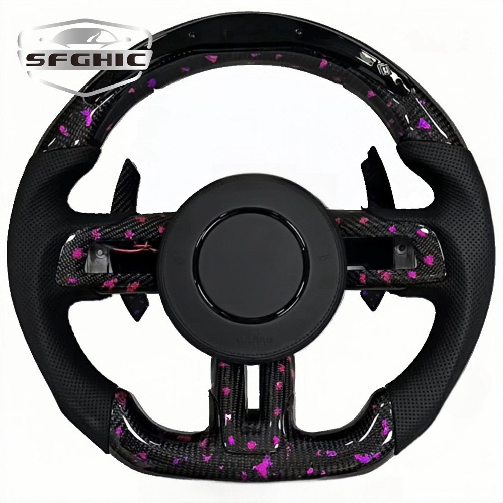 Customized LED Car Steering Wheel For Ford Mustang GT Shelby 2015-2023 Carbon Fiber Turning Steering Wheel Car Accessories