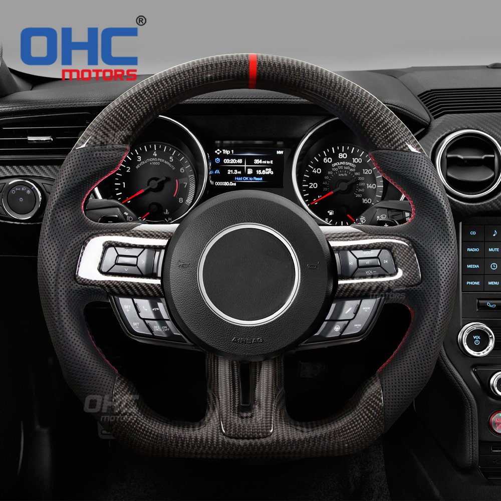 Real Carbon Fiber Steering Wheel Fit for Ford Mustang 2018 2019 2020 2021 Steering Wheel Carbon Fiber ohc motors